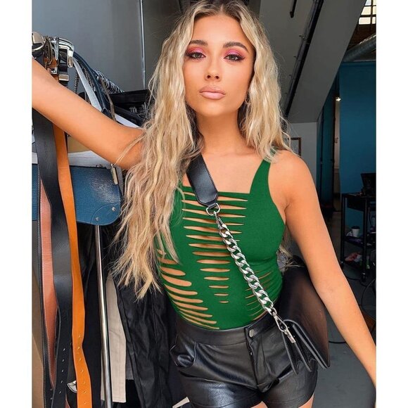 Women's Sexy Summer Cut Out Sleeveless  - Green - Picture 4 of 8